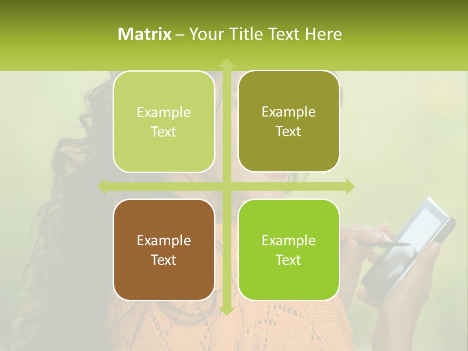 A Woman Holding A Cell Phone In Her Hand PowerPoint Template