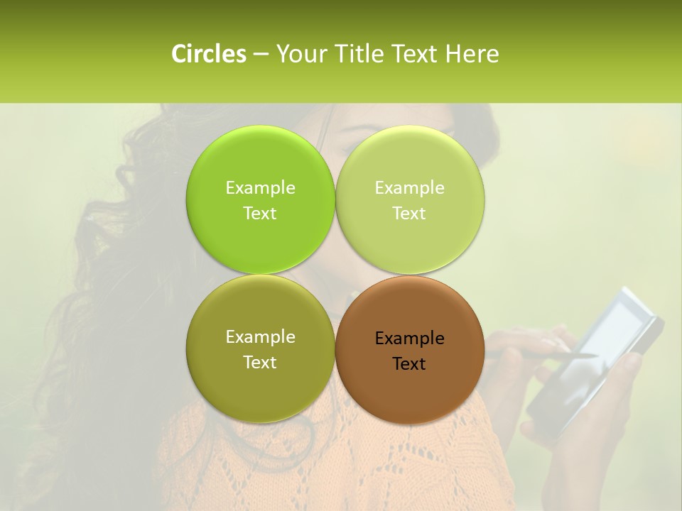 A Woman Holding A Cell Phone In Her Hand PowerPoint Template