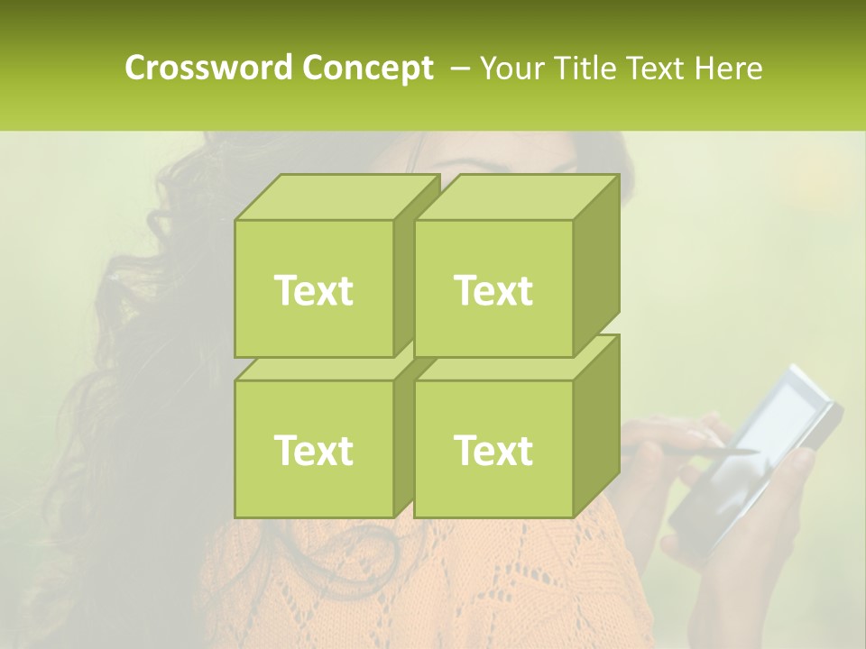 A Woman Holding A Cell Phone In Her Hand PowerPoint Template