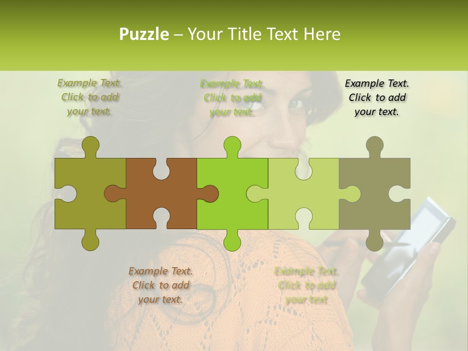 A Woman Holding A Cell Phone In Her Hand PowerPoint Template