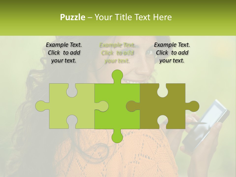 A Woman Holding A Cell Phone In Her Hand PowerPoint Template