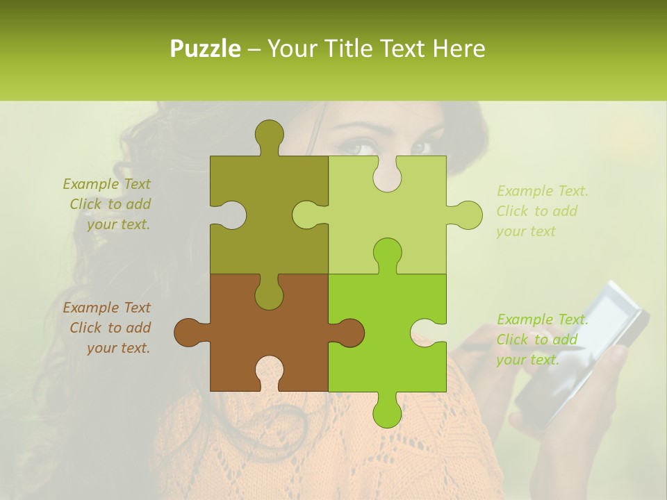 A Woman Holding A Cell Phone In Her Hand PowerPoint Template