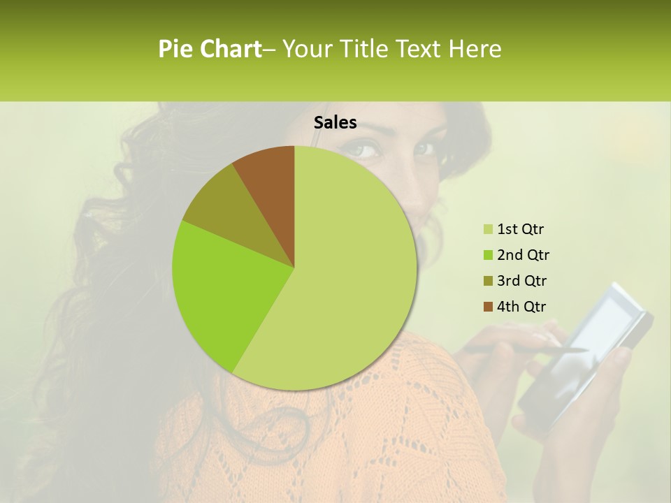 A Woman Holding A Cell Phone In Her Hand PowerPoint Template