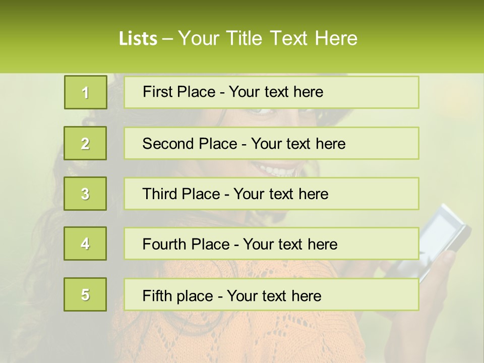 A Woman Holding A Cell Phone In Her Hand PowerPoint Template