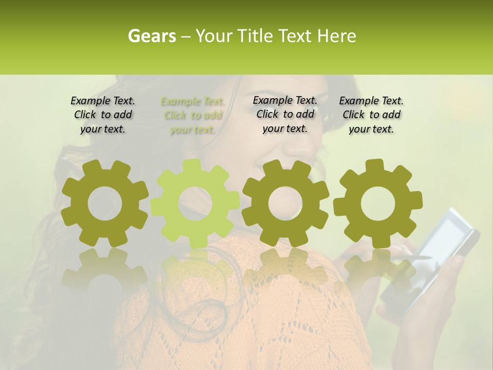 A Woman Holding A Cell Phone In Her Hand PowerPoint Template