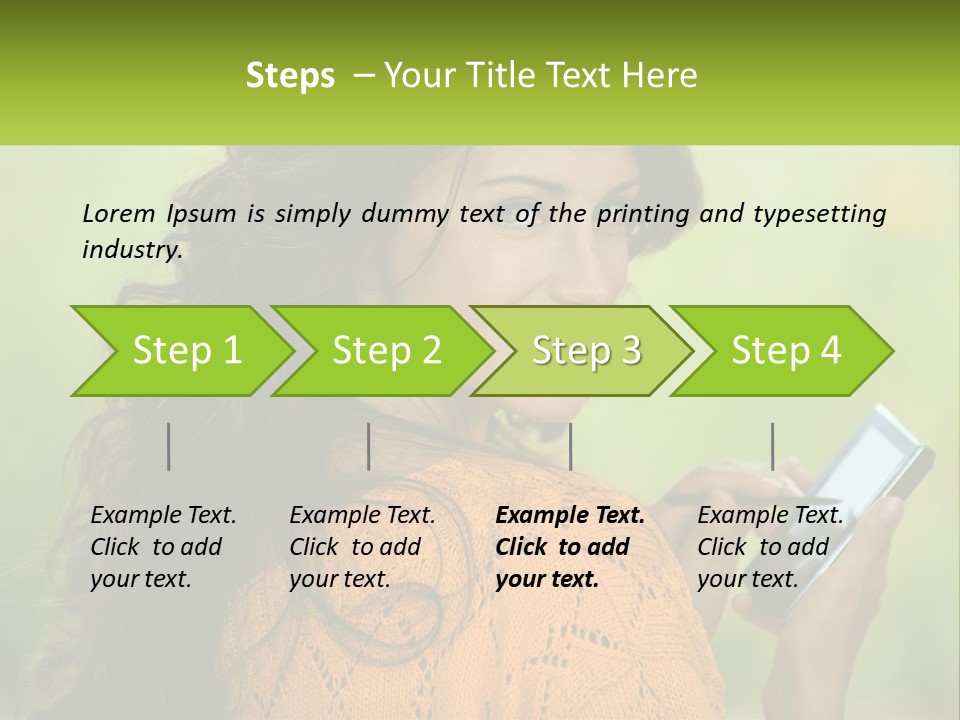 A Woman Holding A Cell Phone In Her Hand PowerPoint Template