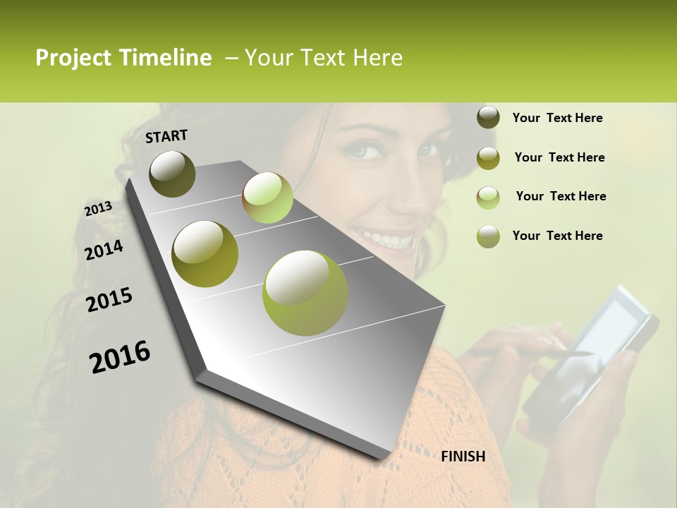 A Woman Holding A Cell Phone In Her Hand PowerPoint Template