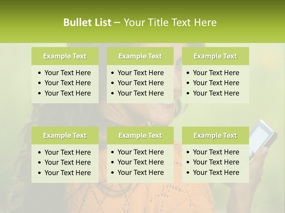 A Woman Holding A Cell Phone In Her Hand PowerPoint Template