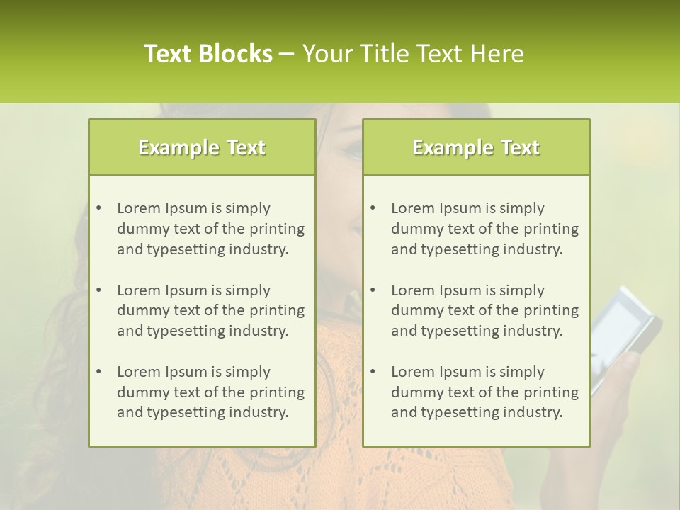 A Woman Holding A Cell Phone In Her Hand PowerPoint Template