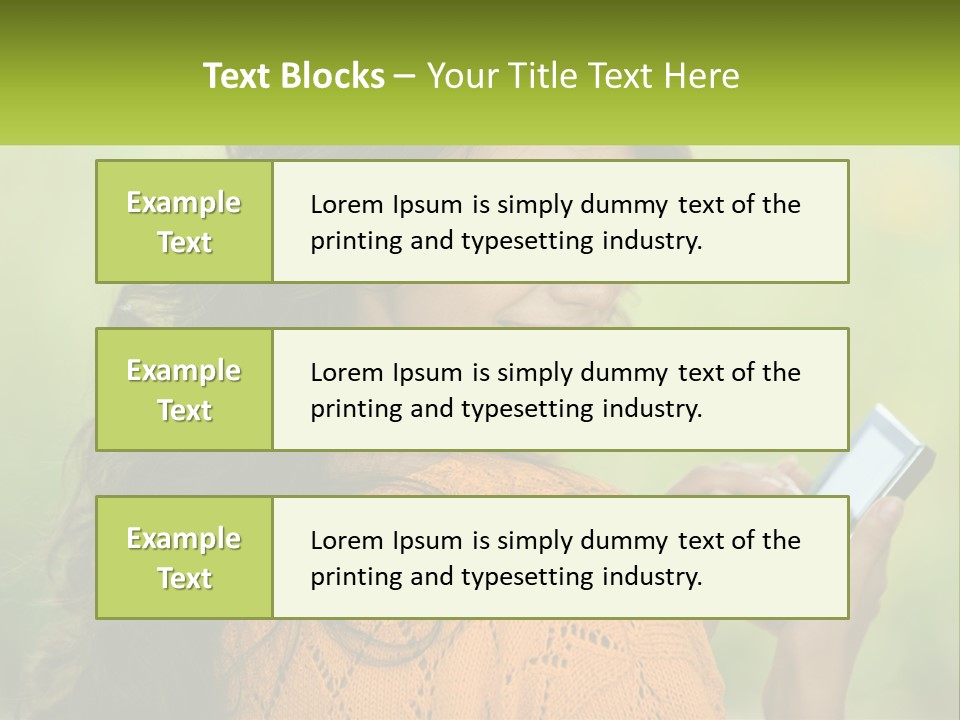 A Woman Holding A Cell Phone In Her Hand PowerPoint Template