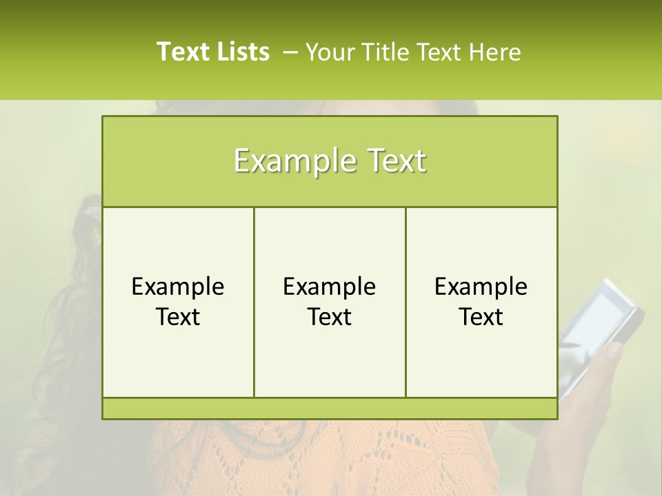 A Woman Holding A Cell Phone In Her Hand PowerPoint Template