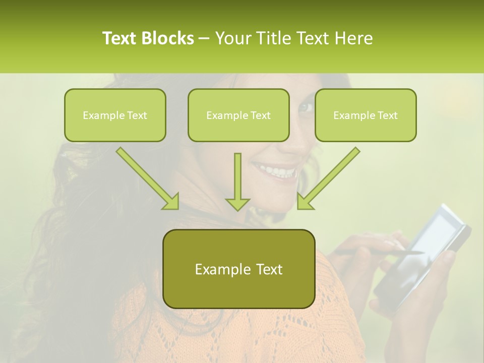A Woman Holding A Cell Phone In Her Hand PowerPoint Template