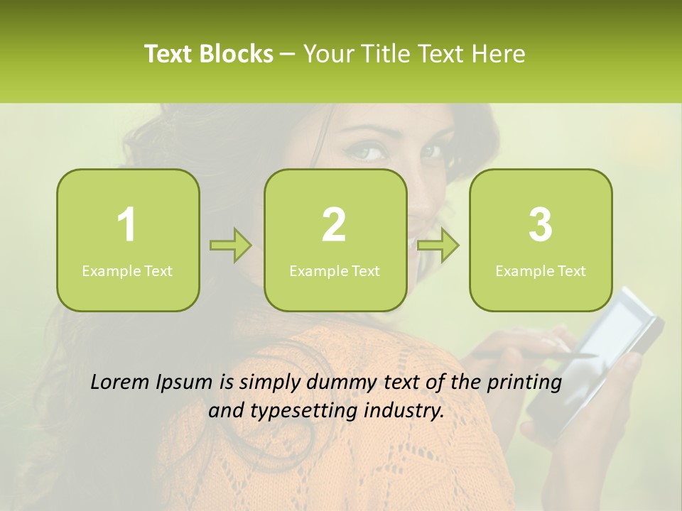 A Woman Holding A Cell Phone In Her Hand PowerPoint Template