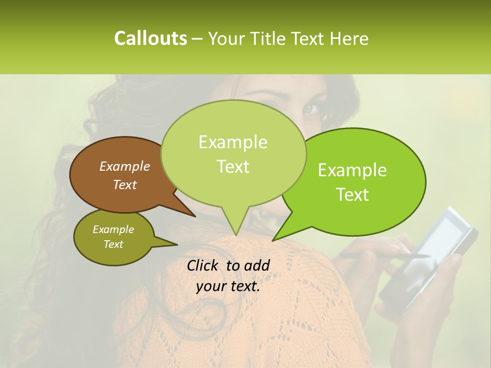 A Woman Holding A Cell Phone In Her Hand PowerPoint Template