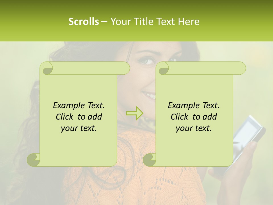 A Woman Holding A Cell Phone In Her Hand PowerPoint Template
