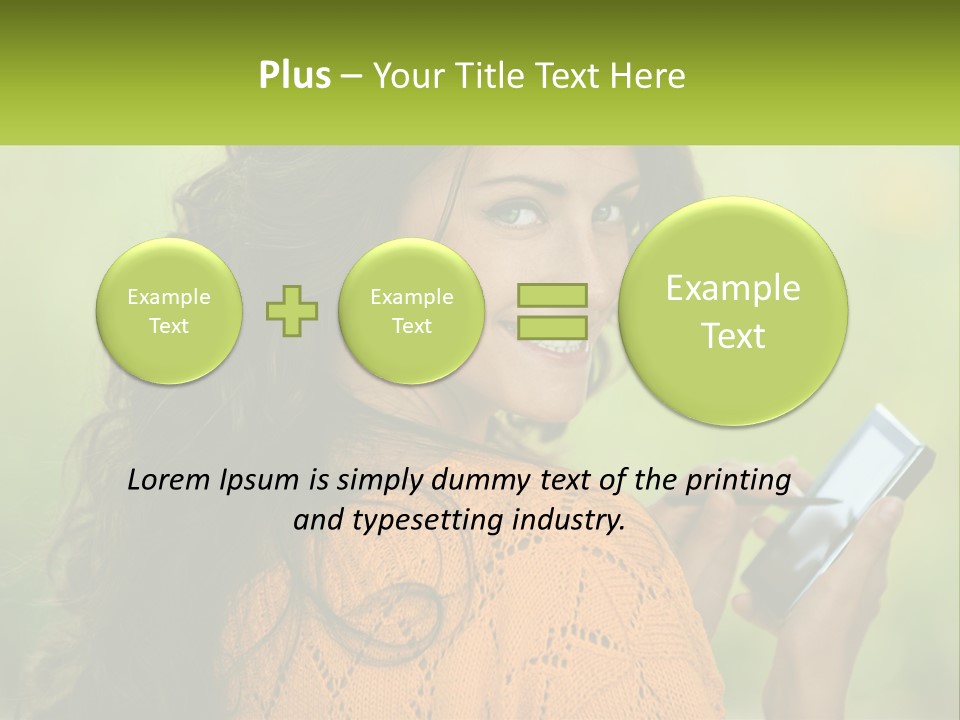 A Woman Holding A Cell Phone In Her Hand PowerPoint Template