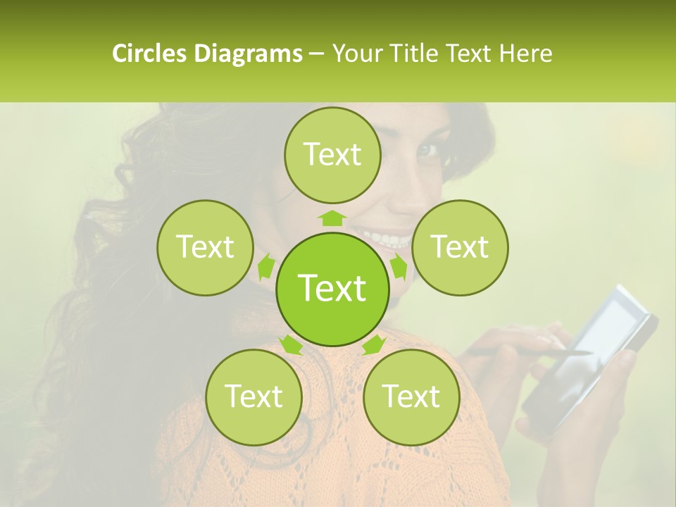 A Woman Holding A Cell Phone In Her Hand PowerPoint Template