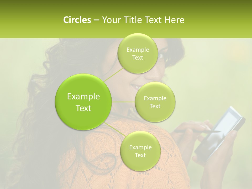 A Woman Holding A Cell Phone In Her Hand PowerPoint Template