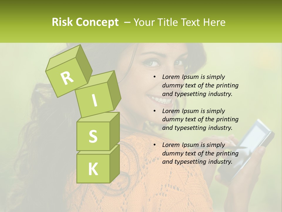 A Woman Holding A Cell Phone In Her Hand PowerPoint Template