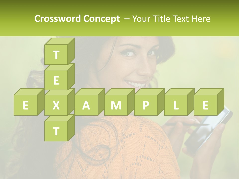 A Woman Holding A Cell Phone In Her Hand PowerPoint Template