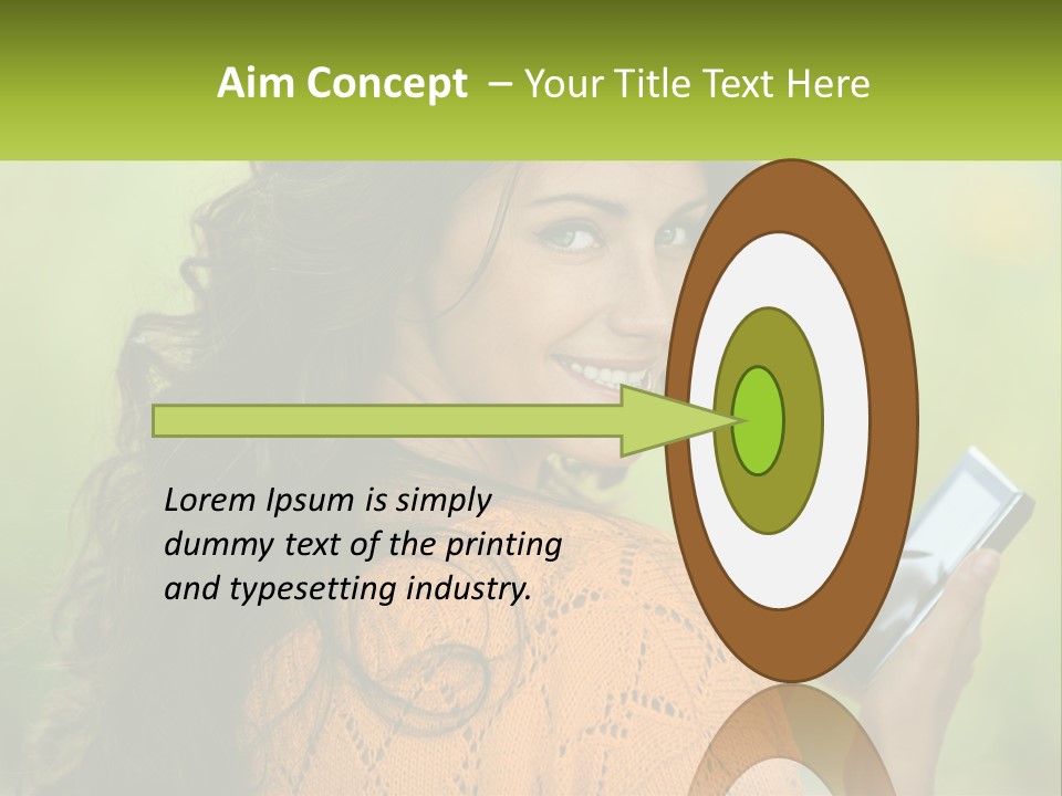 A Woman Holding A Cell Phone In Her Hand PowerPoint Template