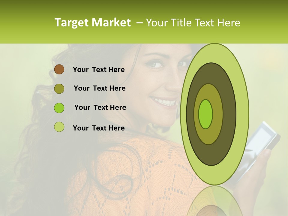 A Woman Holding A Cell Phone In Her Hand PowerPoint Template