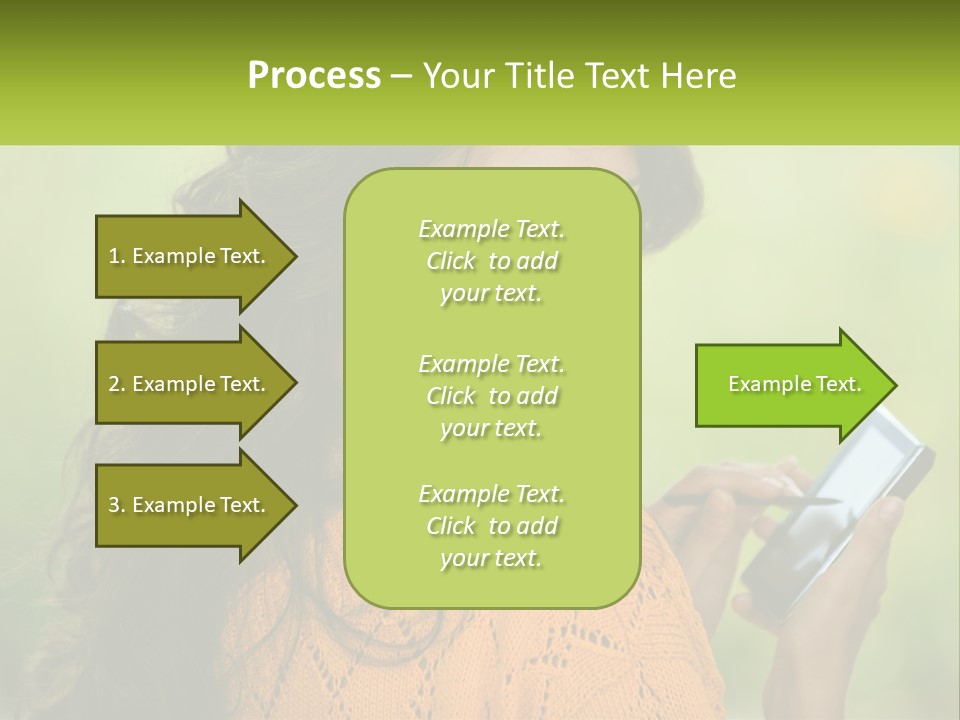 A Woman Holding A Cell Phone In Her Hand PowerPoint Template