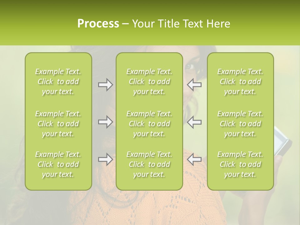 A Woman Holding A Cell Phone In Her Hand PowerPoint Template