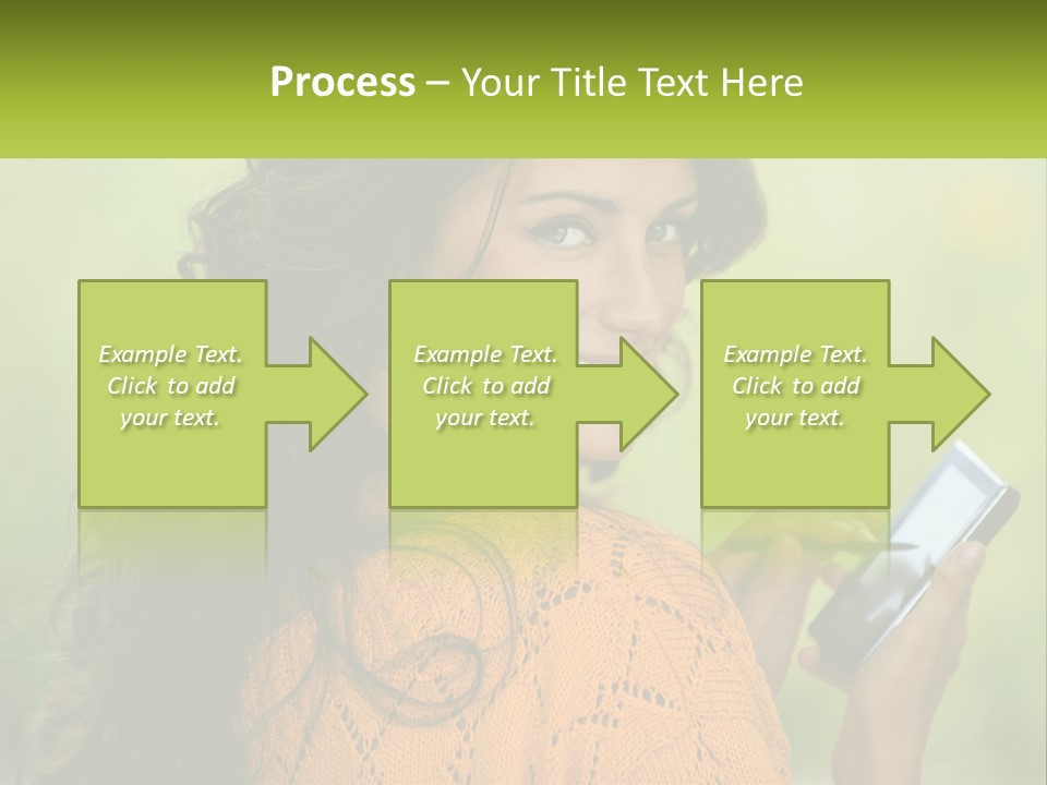 A Woman Holding A Cell Phone In Her Hand PowerPoint Template