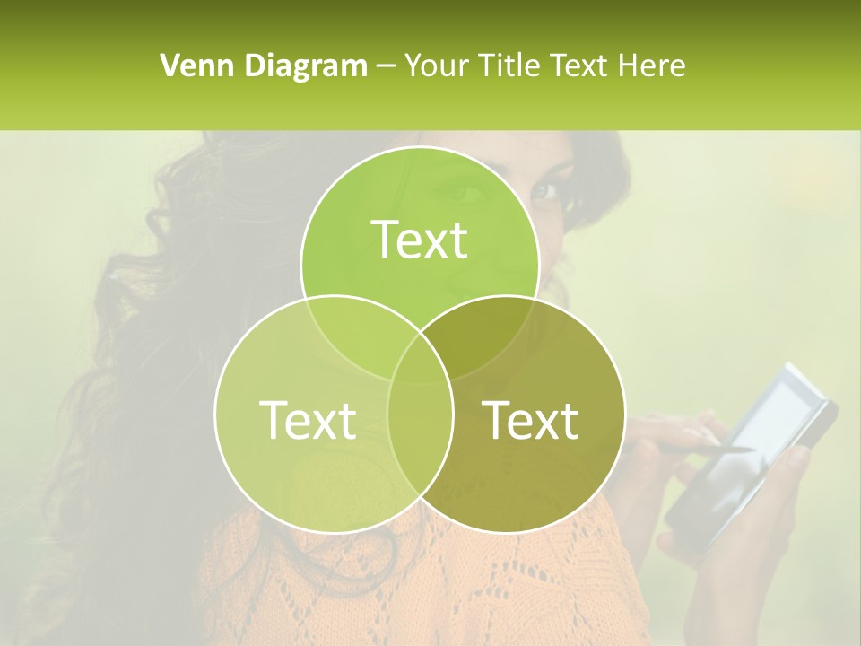 A Woman Holding A Cell Phone In Her Hand PowerPoint Template