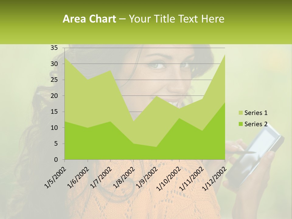 A Woman Holding A Cell Phone In Her Hand PowerPoint Template
