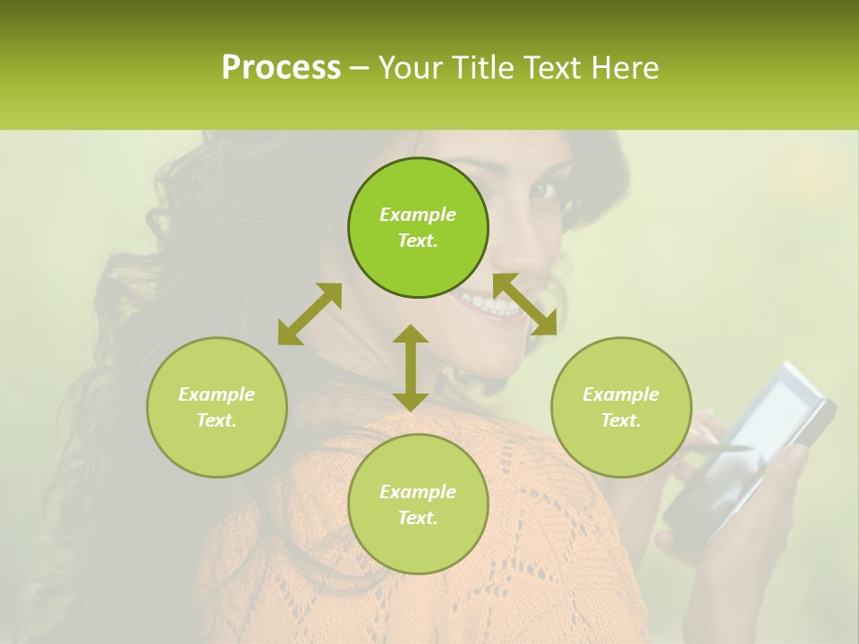 A Woman Holding A Cell Phone In Her Hand PowerPoint Template