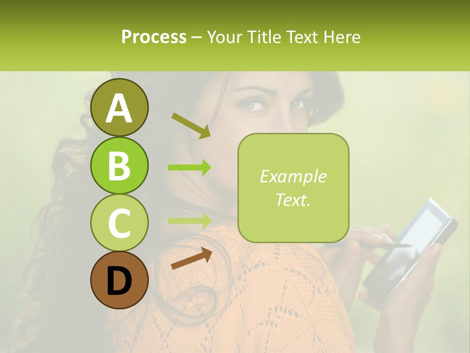 A Woman Holding A Cell Phone In Her Hand PowerPoint Template