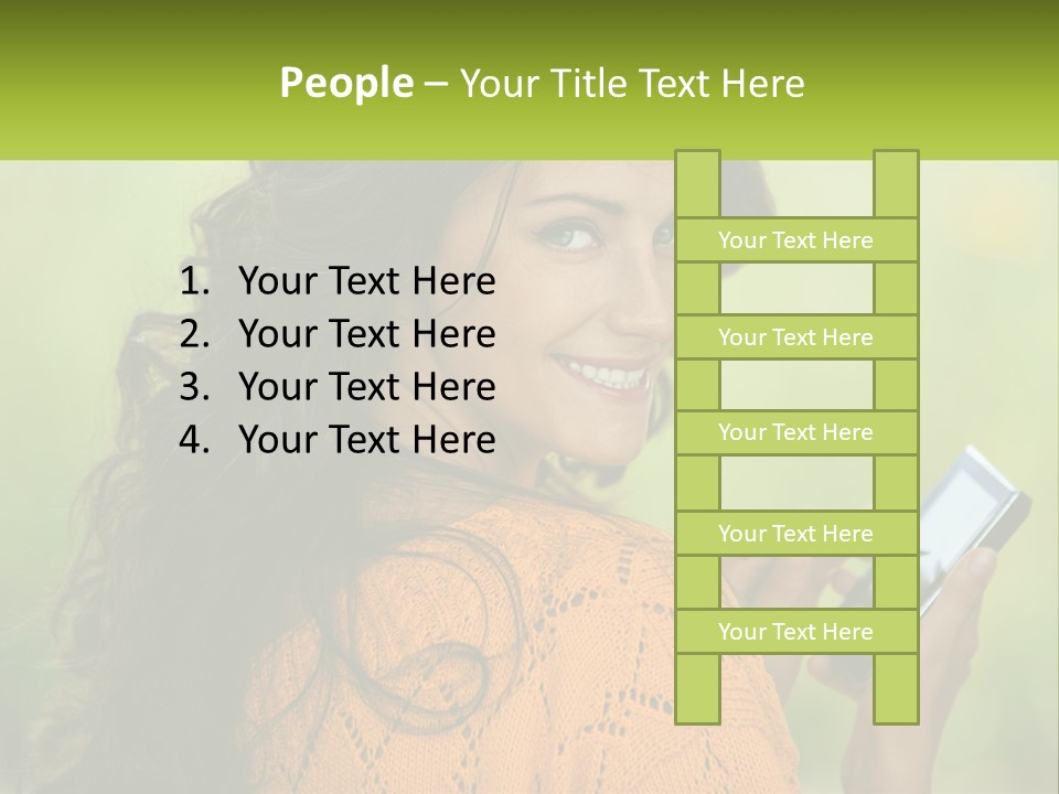 A Woman Holding A Cell Phone In Her Hand PowerPoint Template