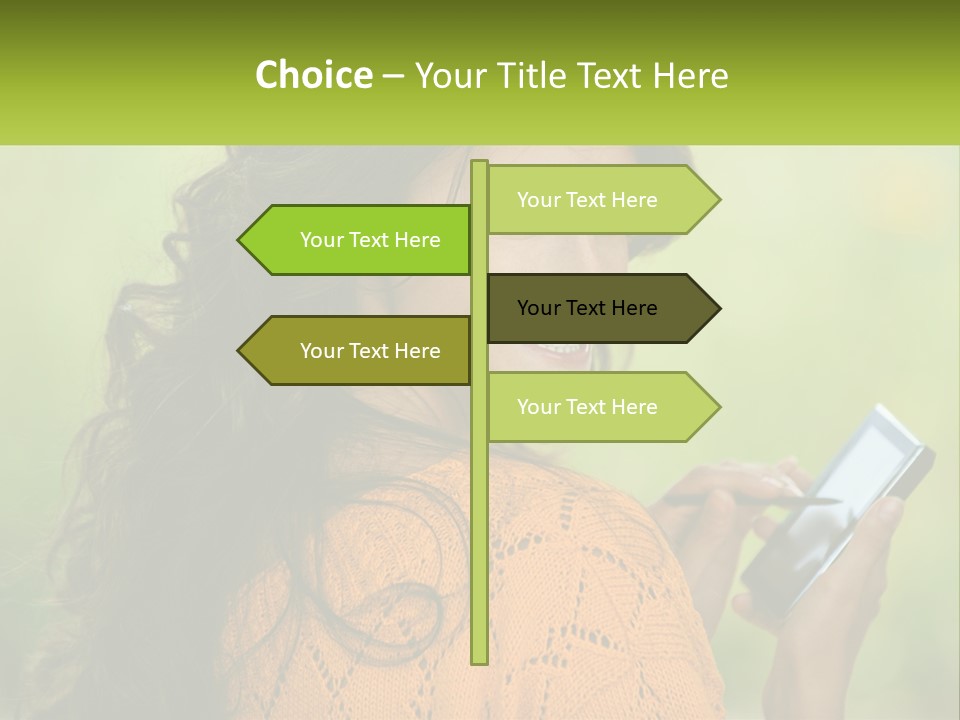 A Woman Holding A Cell Phone In Her Hand PowerPoint Template