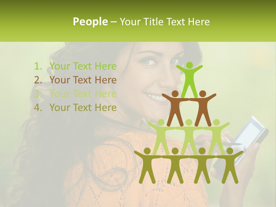 A Woman Holding A Cell Phone In Her Hand PowerPoint Template