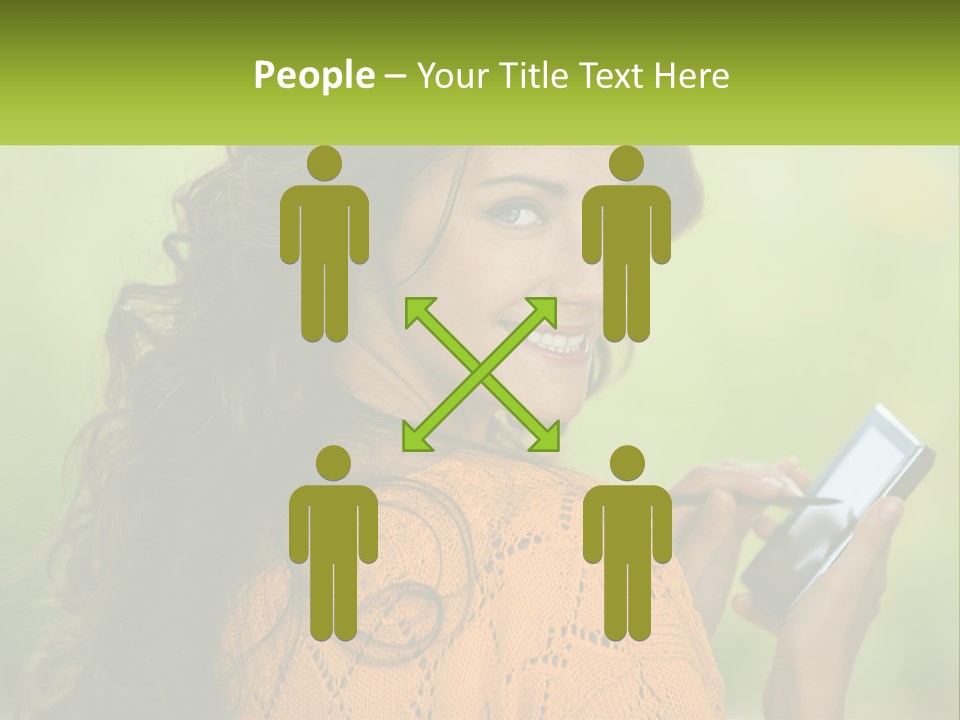 A Woman Holding A Cell Phone In Her Hand PowerPoint Template