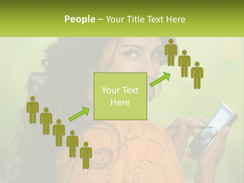 A Woman Holding A Cell Phone In Her Hand PowerPoint Template