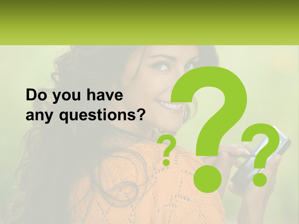 A Woman Holding A Cell Phone In Her Hand PowerPoint Template