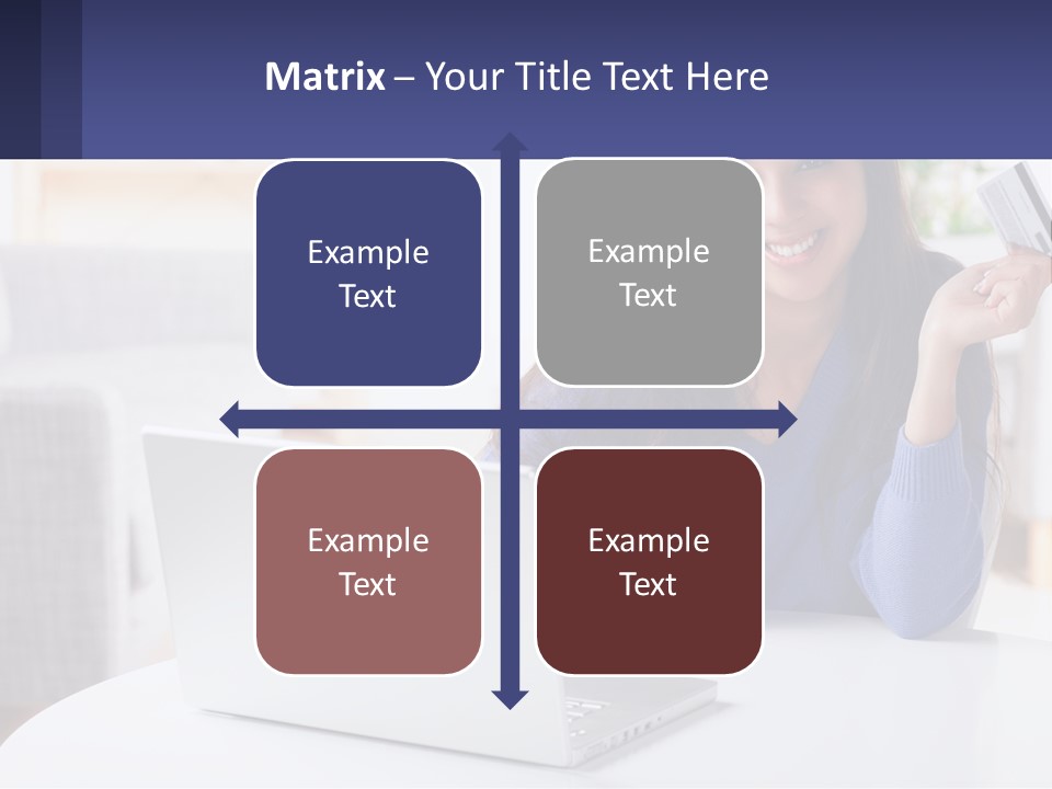 A Woman Sitting At A Table With A Laptop And A Credit Card PowerPoint Template