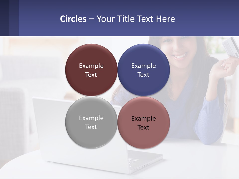 A Woman Sitting At A Table With A Laptop And A Credit Card PowerPoint Template