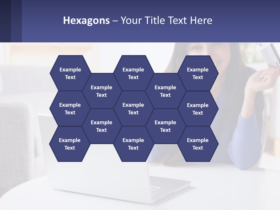 A Woman Sitting At A Table With A Laptop And A Credit Card PowerPoint Template