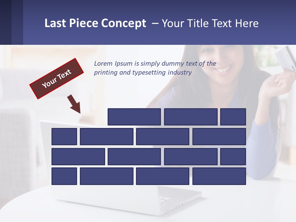 A Woman Sitting At A Table With A Laptop And A Credit Card PowerPoint Template