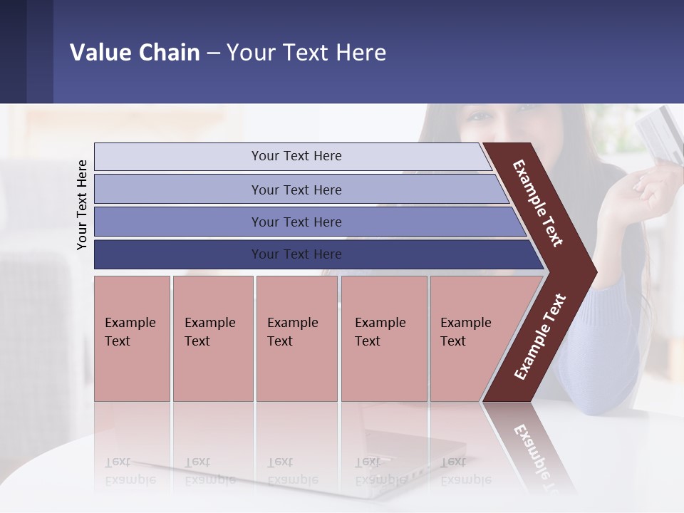 A Woman Sitting At A Table With A Laptop And A Credit Card PowerPoint Template
