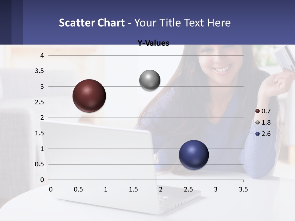 A Woman Sitting At A Table With A Laptop And A Credit Card PowerPoint Template