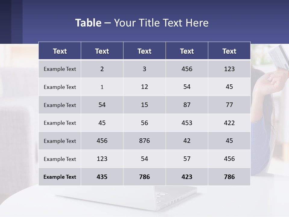 A Woman Sitting At A Table With A Laptop And A Credit Card PowerPoint Template