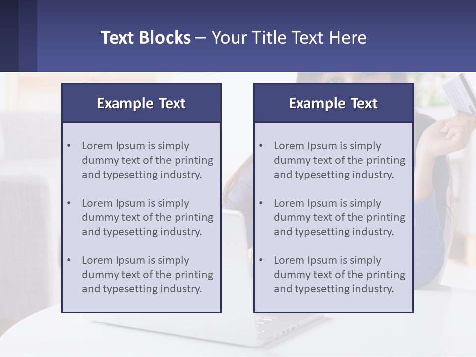 A Woman Sitting At A Table With A Laptop And A Credit Card PowerPoint Template