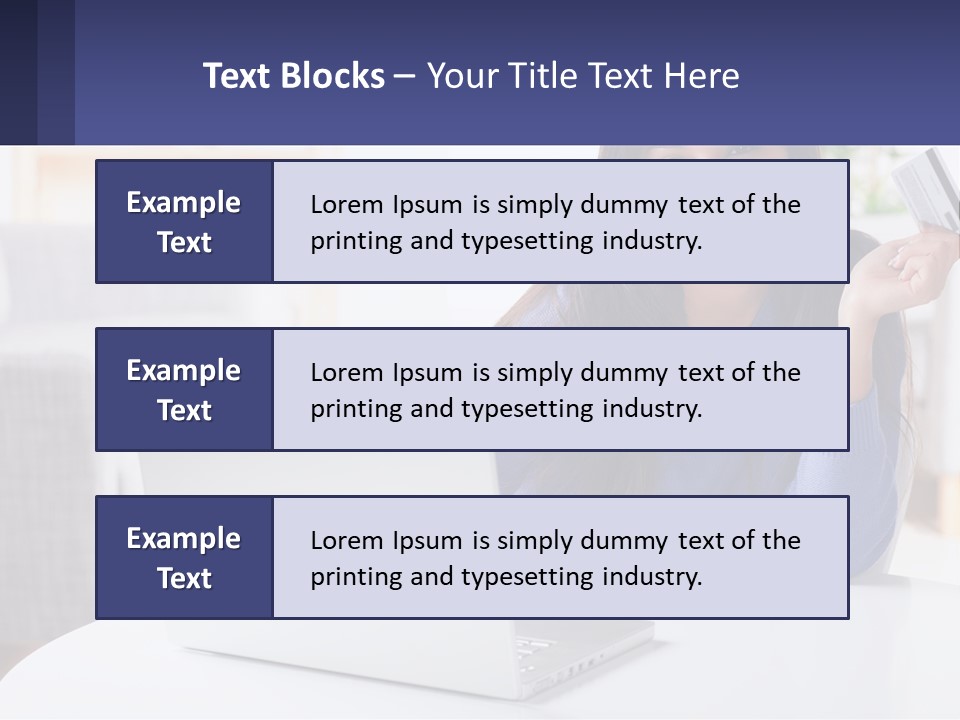 A Woman Sitting At A Table With A Laptop And A Credit Card PowerPoint Template