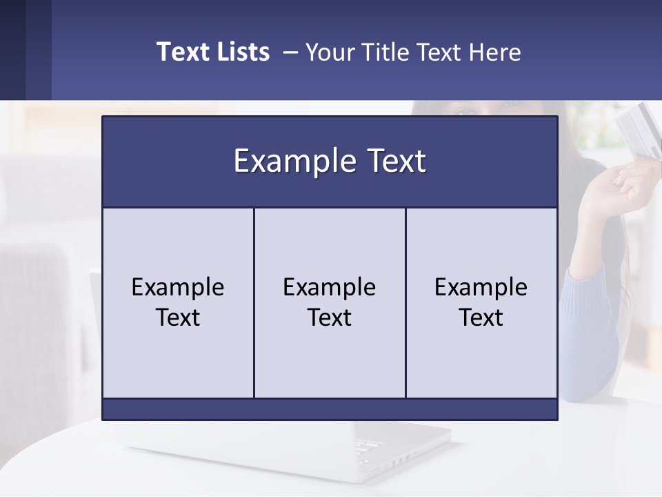 A Woman Sitting At A Table With A Laptop And A Credit Card PowerPoint Template