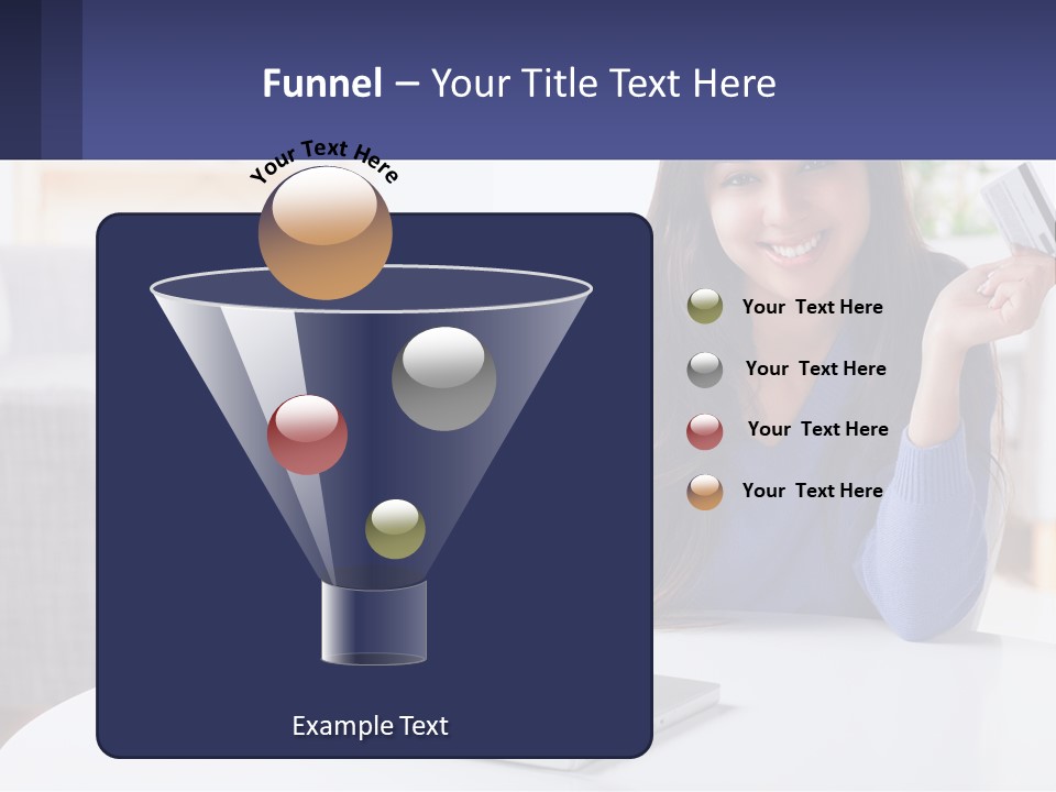 A Woman Sitting At A Table With A Laptop And A Credit Card PowerPoint Template